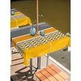 thumbnail image 2 of Outdoor Tablecloth with Umbrella Hole for Patio/Picnic/Party/Camping, Yellow Grey Stripes Waterproof Table Cloth Square Cover Washable, Abstract Lines Geometric Modern Art (60"x 60"), 2 of 8