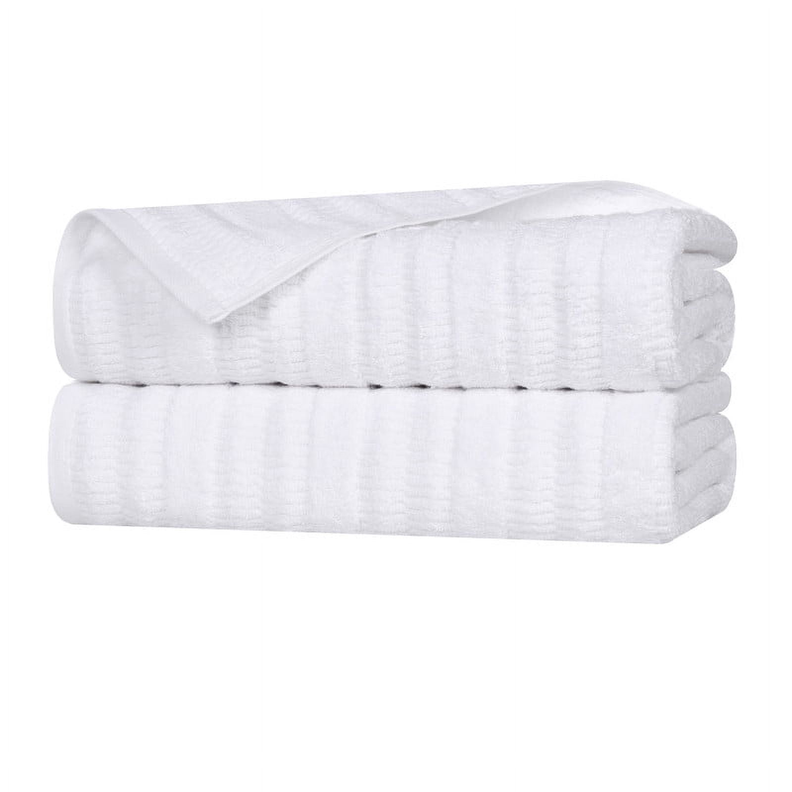 Superior Mika Smart Twist Cotton Medium Weight Bath Sheets, Set of 2, Quick Dry Towels, White