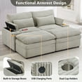 thumbnail image 5 of Harper & Bright Designs Loveseat Sofa with Two Movable Ottomans, Free-combined Sectional Convertible Sofa Bed with Storage, Chaise Indoor Lounge with USB Ports and Cup Holders, Grey, 5 of 17
