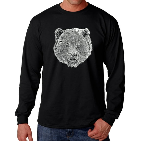 Men's Word Art Long Sleeve T-shirt - Bear Face
