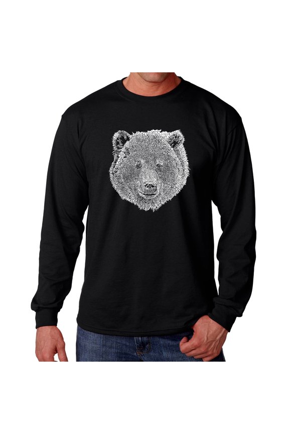 Men's Word Art Long Sleeve T-shirt - Bear Face