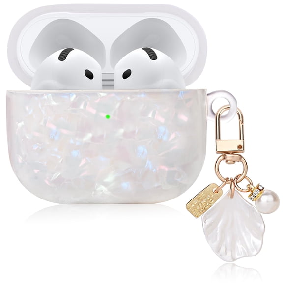Funda para AirPods 4 Aleviker Cute Bling Marble con llavero