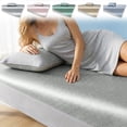 thumbnail image 1 of MTBLYS Ice Silk Bed Sheet Fitted Style 1 Piece Soft Foldable Mattress Cover Machine Washable Summer Cooling 47X79 Inch Polyester, 1 of 7