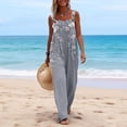 thumbnail image 4 of Women's Summer Overalls Jumpsuits Boho Sleeveless Wide Leg Romper with Pockets Gray M, 4 of 5