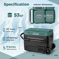 thumbnail image 3 of Costway Dual Zone 12V Car Refrigerator 53QT Portable Compressor Fridge Freezer (-4℉~68℉) Green, 3 of 10