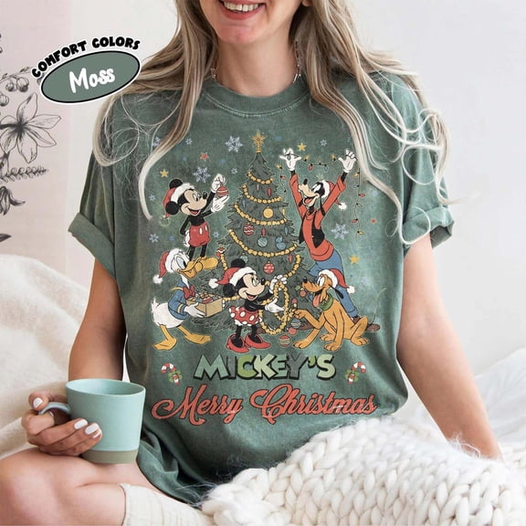 Vintage Disney Mickey's Merry Xmas Comfort Color Shirt, Disneyland Christmas Shirts, Christmas Disney Trip 2025 Tee