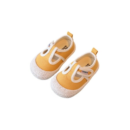 

Tenmix Kids Flats T-Strap Canvas Sneakers Comfort Casual Shoes Non-Slip Walking Shoe Girls Boys Lightweight Breathable Yellow 9C