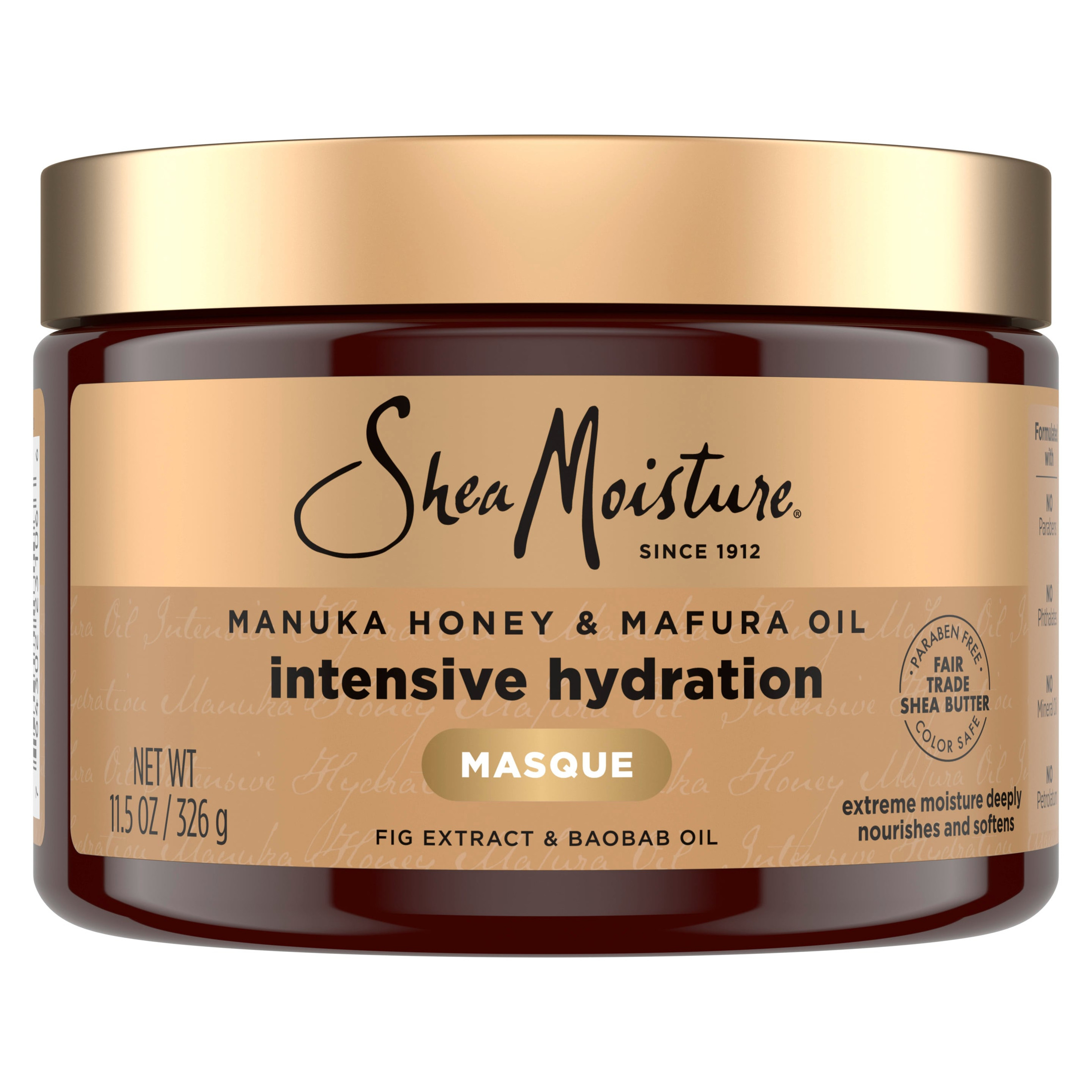 SheaMoisture Intensive Hydration Hair Masque For Dry, Damaged Hair Manuka Honey & Mafura Oil Deep Conditioning Hair Treatment, 11.5 oz