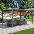 thumbnail image 4 of Aoodor 13 x 10 ft. Outdoor Aluminum Louvered Pergola Waterproof Gazebo Sun Shade Shelter with 2 Adjustable Rainproof Panels for Patio, Garden, Backyard Lawn & Garden - Dark Gray, 4 of 11