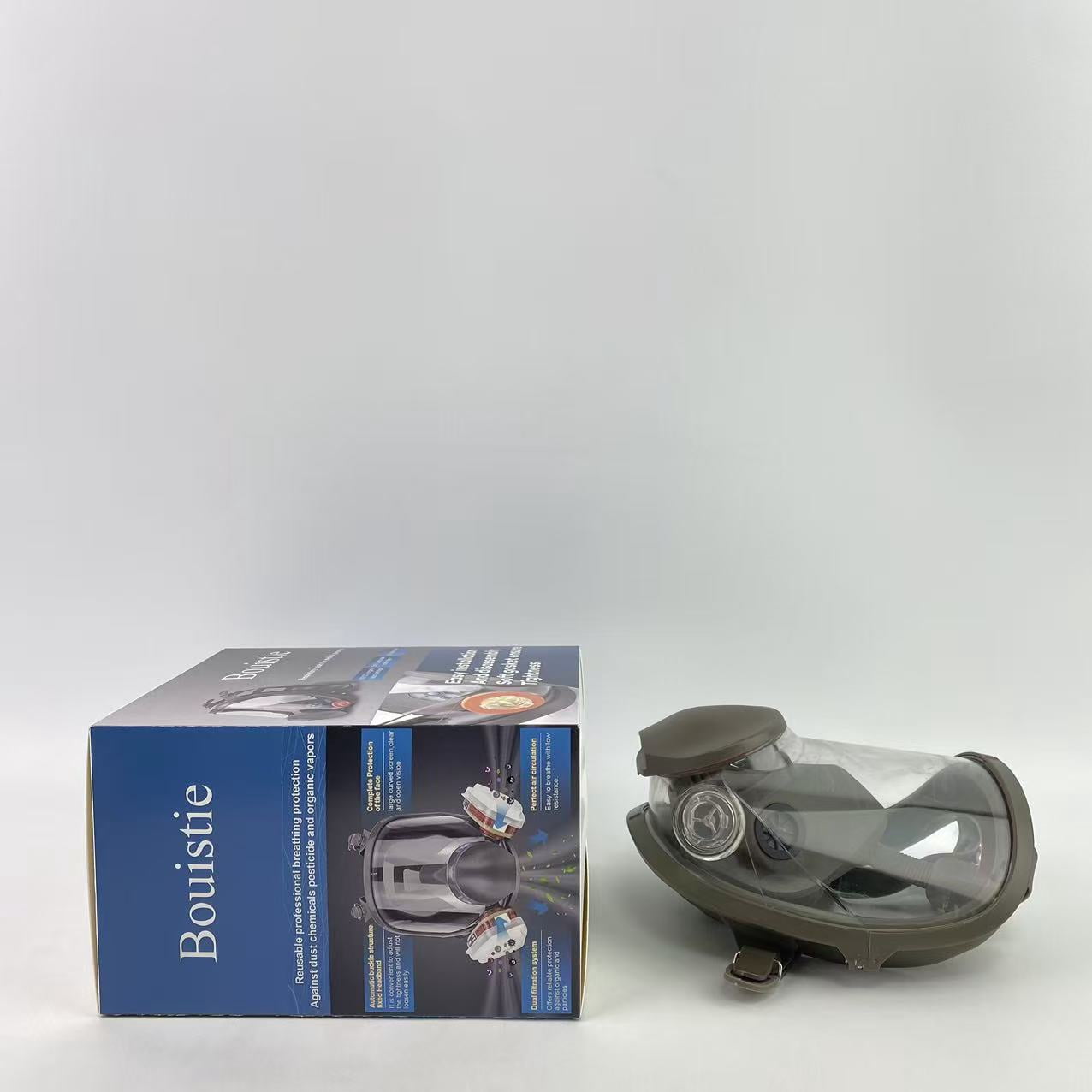 Bouistie Respiratory masks for medical purposes,Full Face Organic Vapor Respirator - Protective Eye & Nose Shield with Anti-Fog Heavy Duty Lens & Adjustable - Chemical, & Particulate Respirator