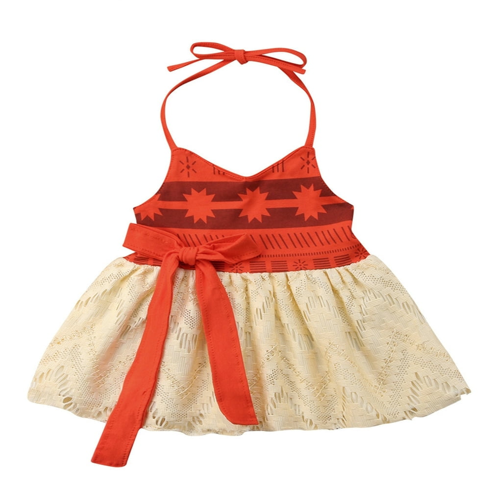 Toddler Baby Girl Moana Fancy Dress Princess Sleeveless Lace Tutu Dress Clothes Red 1 2 Years Walmart