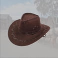 thumbnail image 5 of Western Cowboy Hat Suede Derby Panama Fedora Caps Summer Protection Outdoor Orange, 5 of 7
