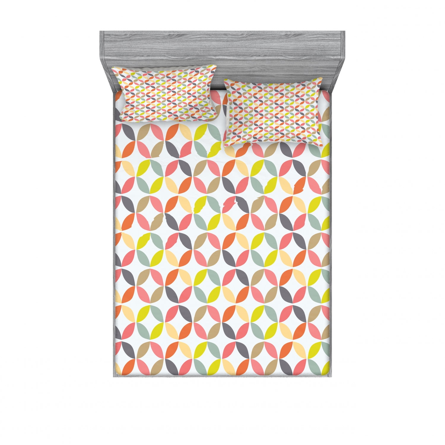 Geometric Circle Bedding Set with Sheet & Covers, Ornamental Vintage