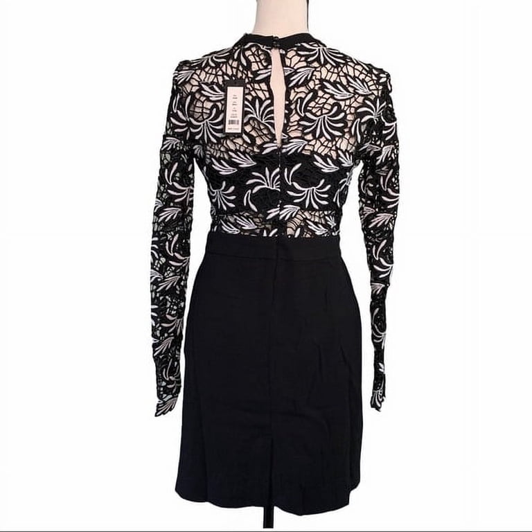 Romeo and Juliet BLACK/WHITE Women's Illusion Eyelet Lace Mini Dress, M -  Walmart.com