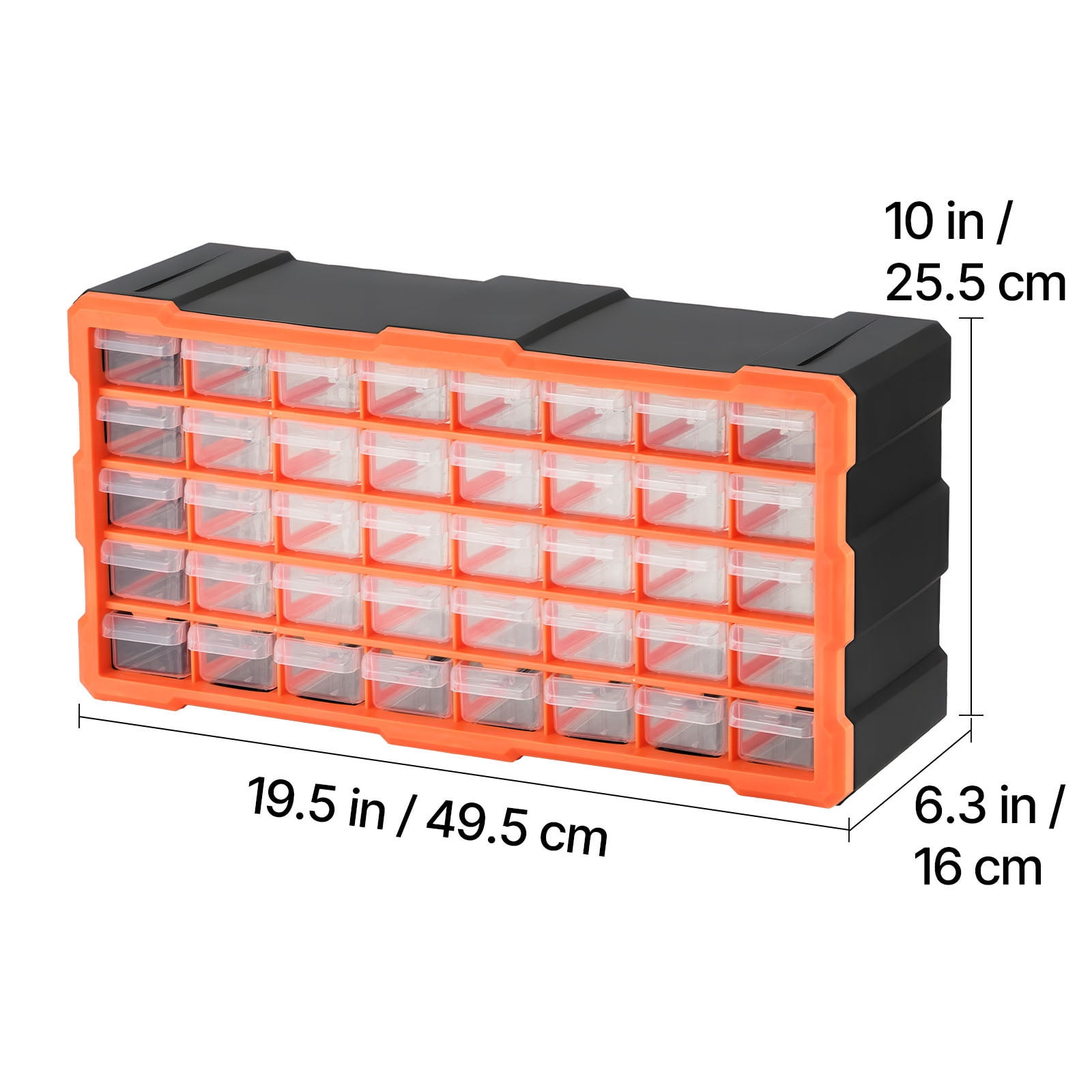 KFFKFF 40-Drawer Plastic Storage Organizer, Stackable Cabinet for Garage Organization, Wall-Mountable Toolbox for Small Parts, Hardware, Beads, Screws, Crafts, and Building Bricks