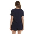 thumbnail image 3 of #followme Womens Pajama Shorts Set  Ultra Soft PJ Set for Women with Satin V-Neck Trim (Navy With Satin Trim, Large), 3 of 3