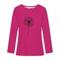 thumbnail image 3 of Jinhomg Dandelion Graphic Sweatshirt for Women Casual Loose Long Sleeve Pullover Tops Oversized Comfy Crew Neck Tees Summer Saving Hot Pink S, 3 of 4