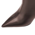 thumbnail image 5 of YDN Women's Pointed Toe Ankle Boots High Wedge Heels with Side Zipper Fashion Dressy Booties Basic Daily Outfit Shoes Size 7 Brown, 5 of 5