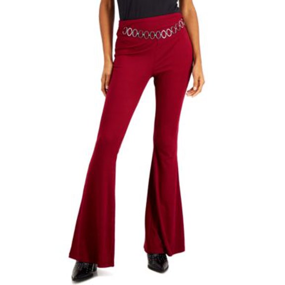 MSRP $34 Just Polly Juniors' Rib-Knit Flared Pants Size Large