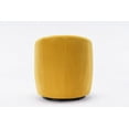 thumbnail image 6 of Teddy Fabric Swivel Barrel Accent Sofa Chair, Upholstered Club Chair with Wrap-Around Backrest, Cozy Leisure Vanity Chair with Black Powder Coating Metal Base for Living Room, Bedroom, Yellow, 6 of 7