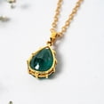 thumbnail image 2 of Auory Classic Pear Cut Emerald Solitaire Drop Pendant in Yellow Gold Plated Silver for Women, 2 of 10