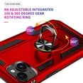 thumbnail image 3 of Compatible with iPhone 13 Case,with 360 Ring Holder Kickstand Card case, Armor Military Grade Protection Hybrid Silicone TPU PC Rugged Case, Magnetic with Car Mount Phone Cover,Red, 3 of 8
