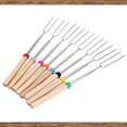 thumbnail image 2 of 5pcs Telescopic Barbecue Accessory Set BBQ Tool Section Wood Handle 5 Stainless Steel Retractable Fork BBQ (Size: Random Color), 2 of 5
