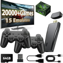 Wireless Retro Game Console Stick, Upgrade Retro Video Gaming Stick Built in 20000 Games with 23 Emulators, 4K HDMI Output with 2 Pack 2.4G Wireless Controllers for Nostalgia Gifts(64GB)
