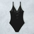 thumbnail image 4 of Generic Women's One Piece Swimsuit Solid Ribbed Tummy Control Bathing Suit Slimming Wide Straps Deep V Neck Swimwear, 4 of 4