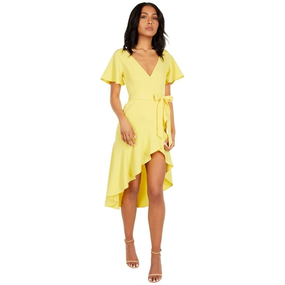 LAUNDRY BY SHELLI SEGAL V-Neck Flutter Sleeve Dress Yellow 14
