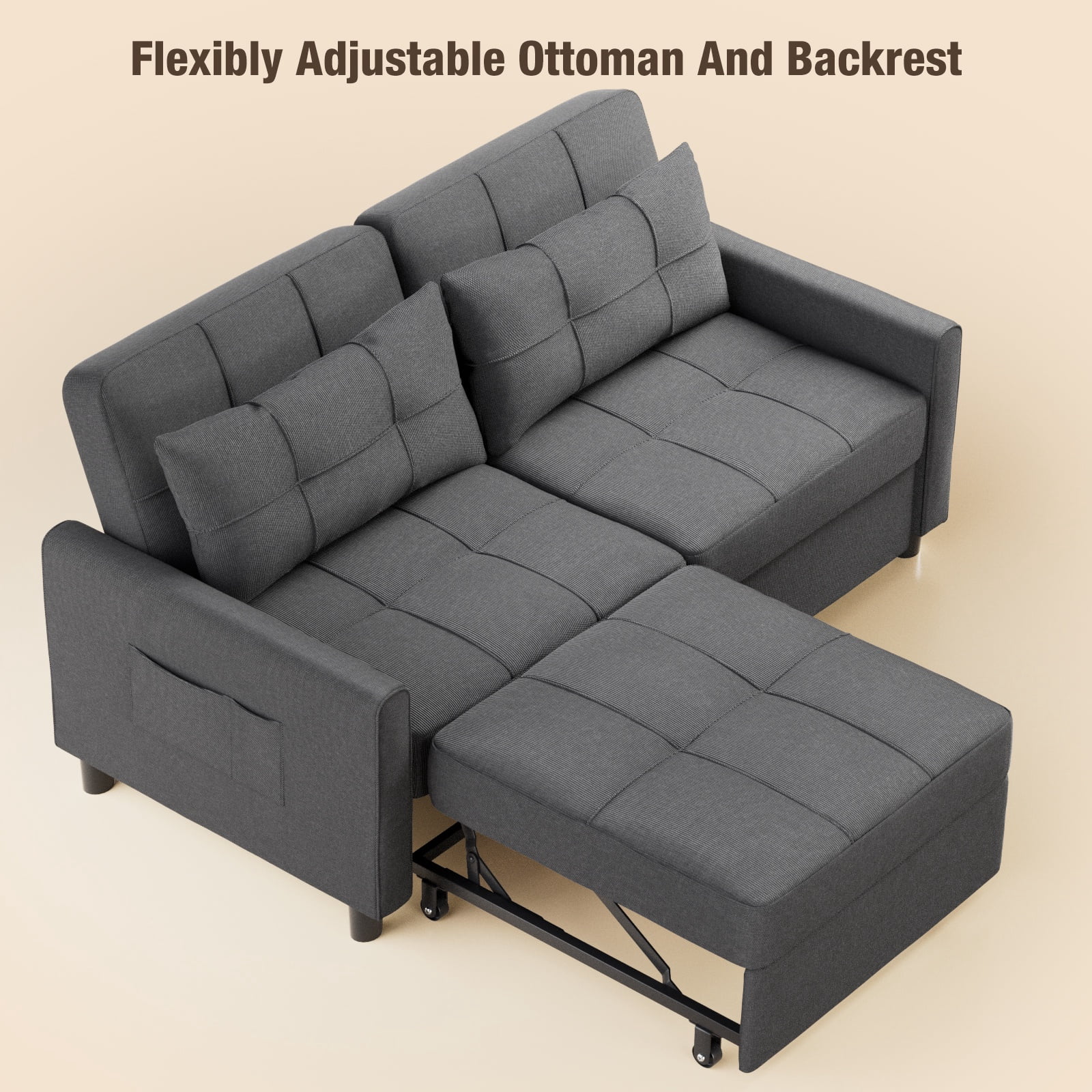 Lofka Sofa Bed, Convertible Sleeper Sofa Couch for Home Furniture and Small Space, Gray