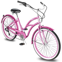 Tracer Taha 26'' Women's Beach Cruiser Bike, 7 Speed, V-Brake, for Women and Men, Pink