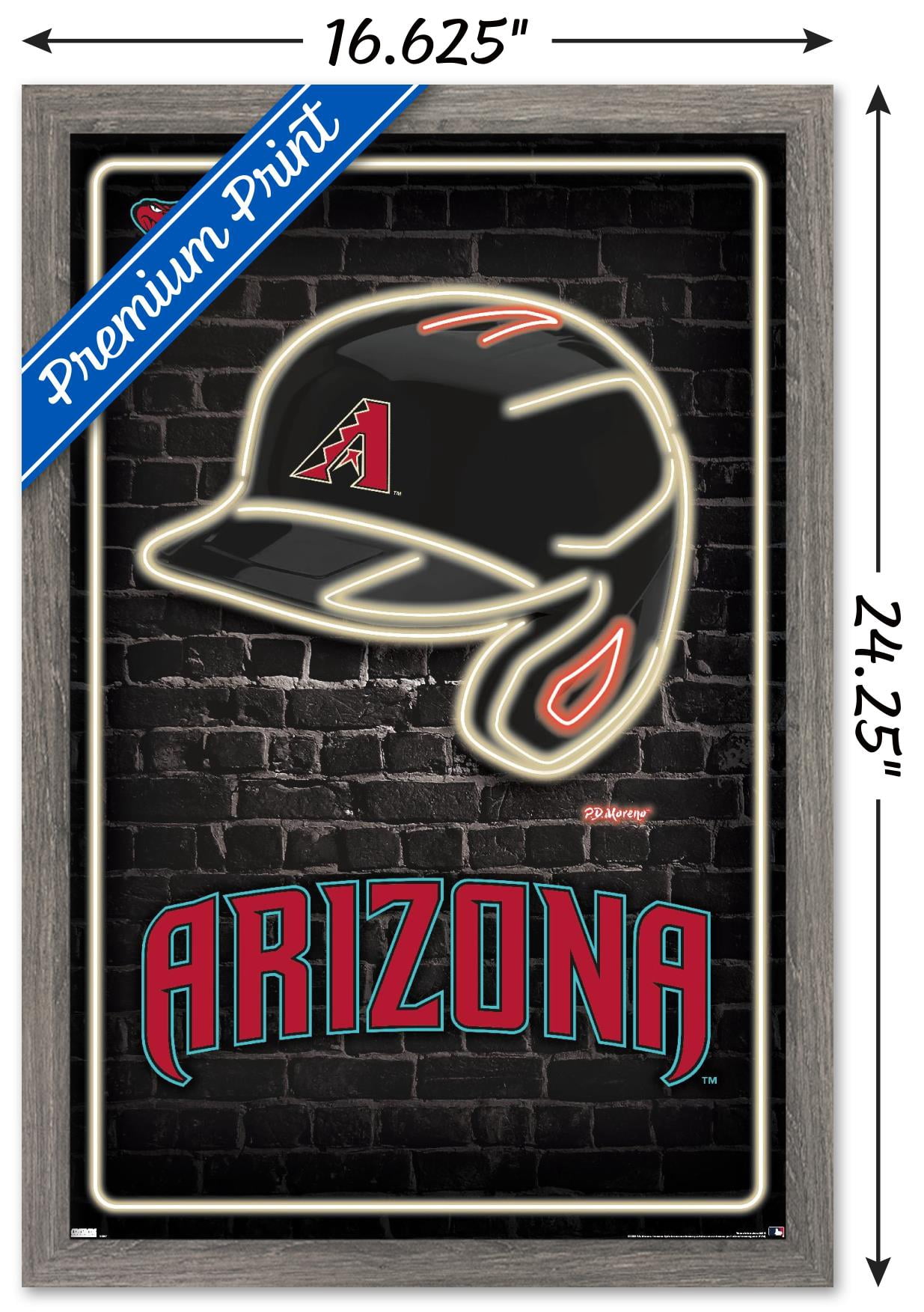 MLB Arizona Diamondbacks - Neon Helmet 23 Wall Poster, 14.725" x 22.375" Framed