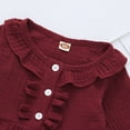 thumbnail image 5 of 12 Months Toddler Baby Girls Clothes Baby Girls Outfits 12-18 Months Baby Girls Long Sleeve Round Neckline Ruffle Top Jeans Pants 2PCS Set Red, 5 of 9