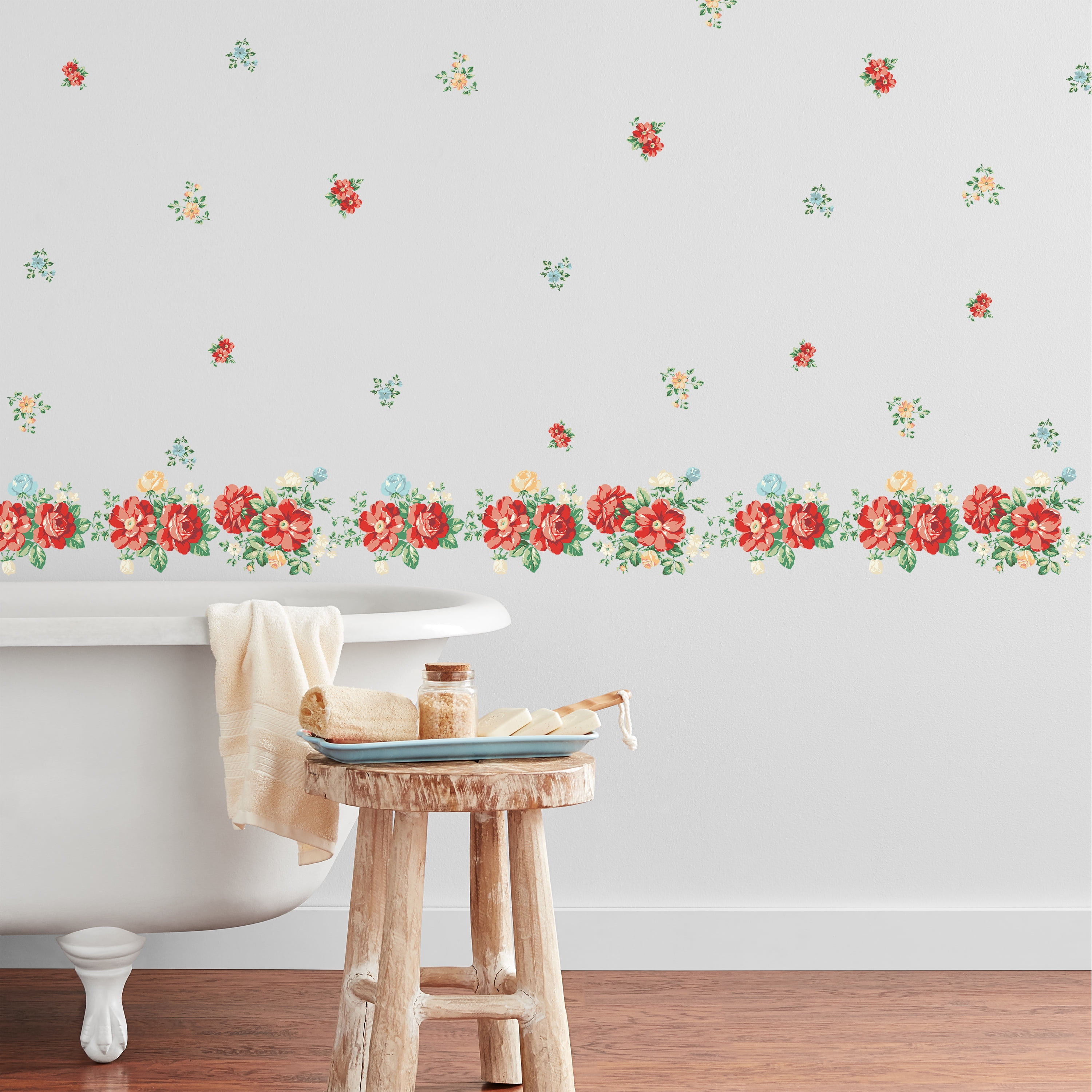Furniture Wall Self Adhesive Stickers Cut Stick Clear White Rose Pattern DIY Art 