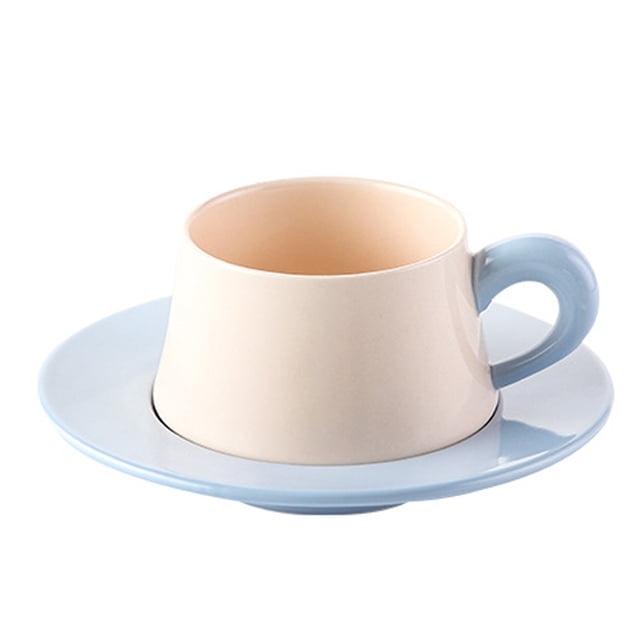 Taza de café de cerámica de 280 ml con platillo, juego de tazas de café y té de la tarde de estilo simple.
