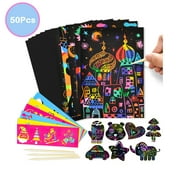 SUORFOXS Scratch Paper Art Crafts Set, Rainbow Magic Scratch Paper for Kids Girl Boy Party Game Christmas Birthday Gift