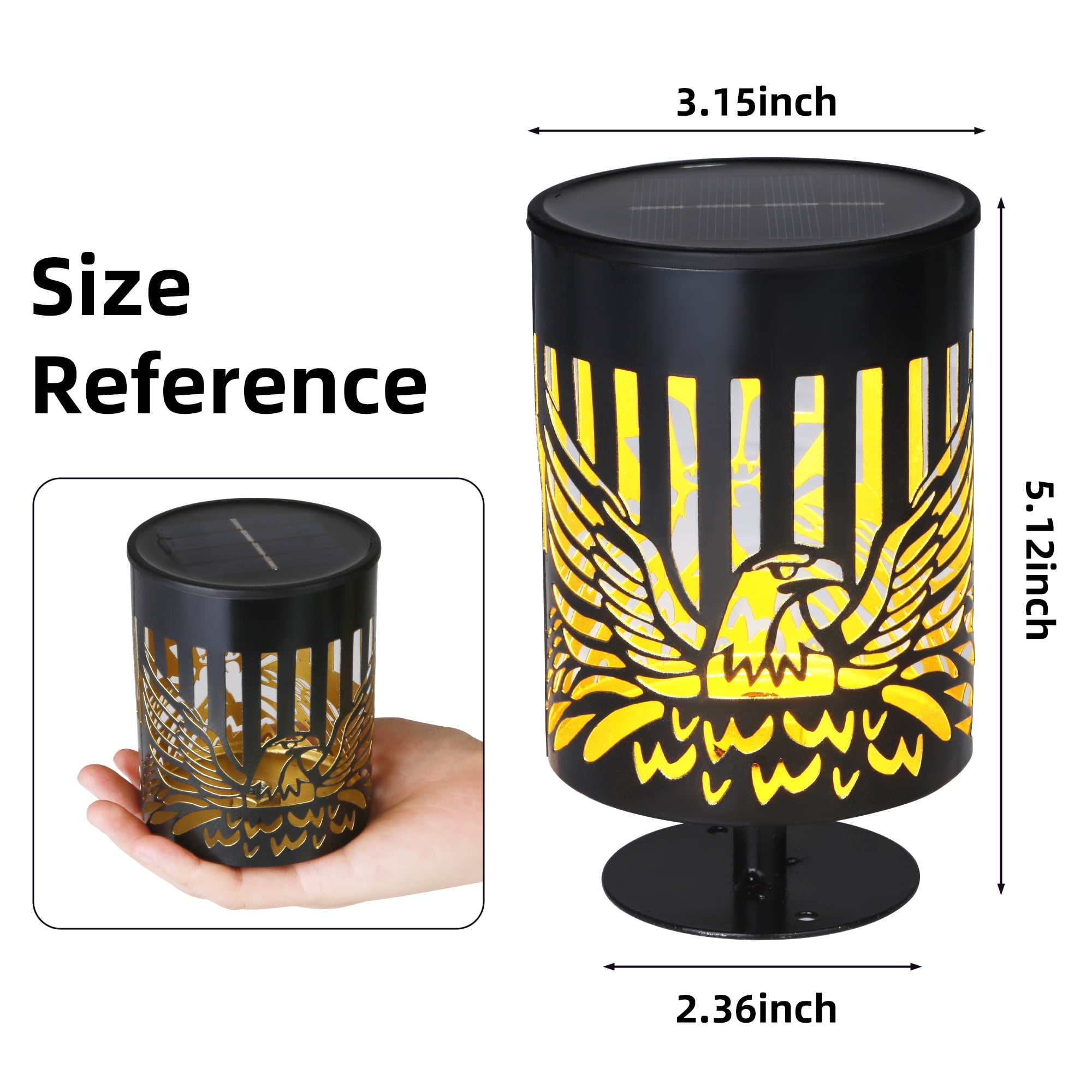 Govvep 2 pack Metal Solar Powered LED Solar Fence Lights: Eagle Pattern Waterproof Outdoor Wall & Deck Step Lighting for Garden, Patio & Backyard