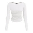 thumbnail image 3 of Womens Long Sleeve Off The Shoulder Tops Y2K Fall Fashion Outfits (White M), 3 of 4