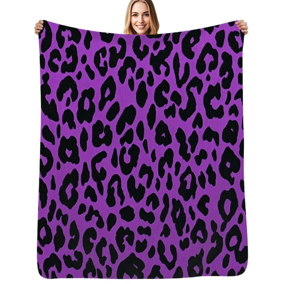 purple and black cheetah print Flannel Blanket Warm Soft Bedding Throws Winter Camping Chair Sofa Bed