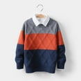 thumbnail image 2 of LIaqionyy Boys Sweaters Knit Stripe Sweater Kids Crew Neck Pullover Toddler School Uniform Child Casual Top, 2 of 4