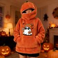 thumbnail image 2 of AHMOMEI Halloween 3D Pumpkin Hoodies Zip Up Face Cover Fluffy Unisex Ghost Sweatshirt with 3D Hood & Kangaroo Pocket Funny Orange Hoodie for Halloween Party Daily Wear L, 2 of 7
