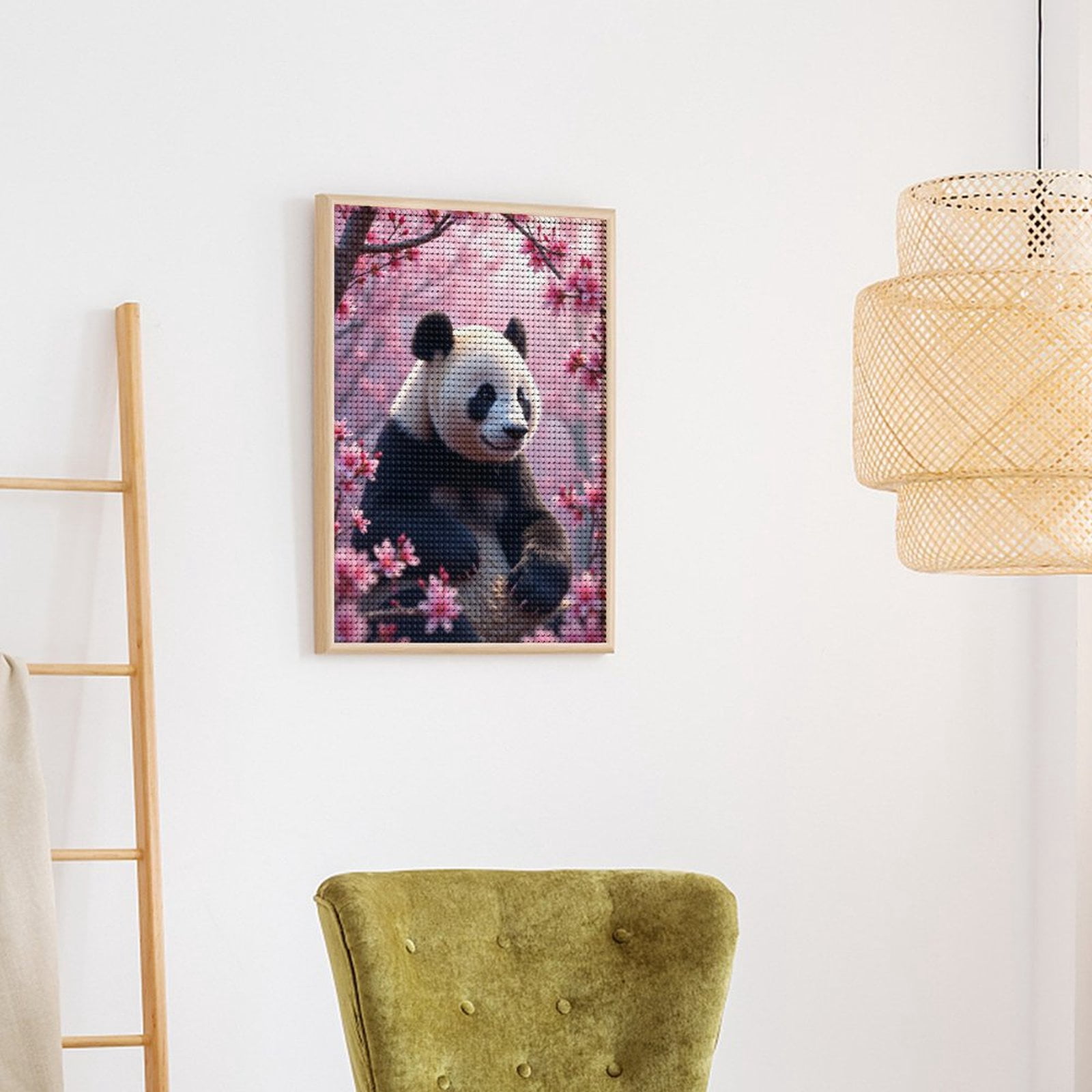 Diamond Art Kits for Adults, Panda Cherry Blossom Scene 5D Diamond Painting Kits for Adults Beginners, DIY Full Drill Diamond Painting, Gem Art and Crafts 12x16
