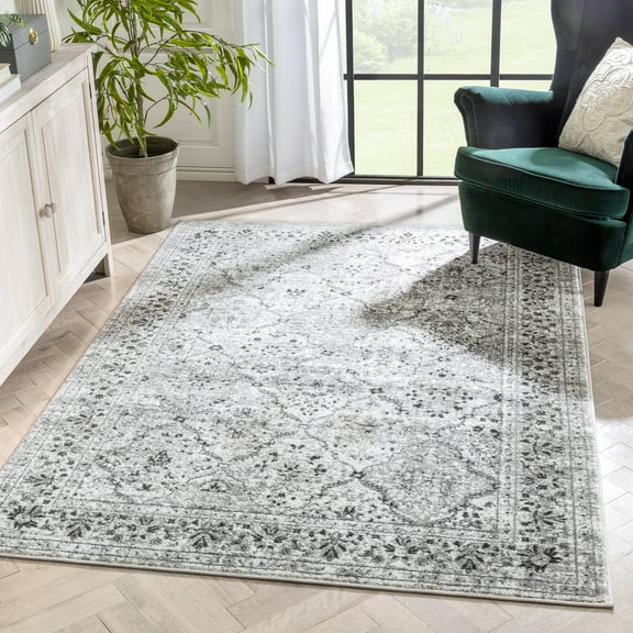 Well Woven Argos Ivory Grey | Vintage Oriental Panel | Runner Rug 2x7 (2'3" x 7'3")