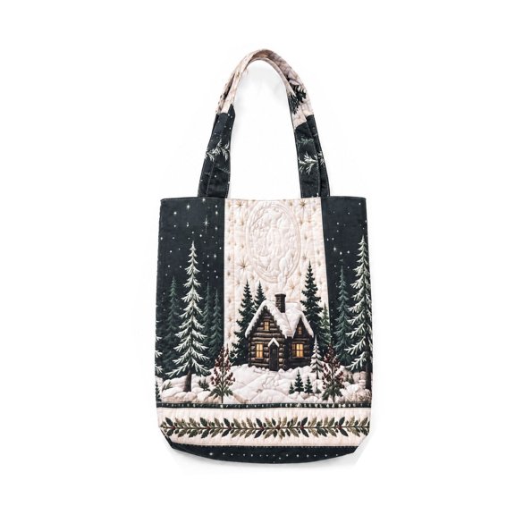 Christmas Tote Bag For Women Christmas Print Large Open Top Foldable Shoulder Bag Christmas Quilted Tote Bag High Capacity Lightweight Handbags(16.93*15.75*3.94")