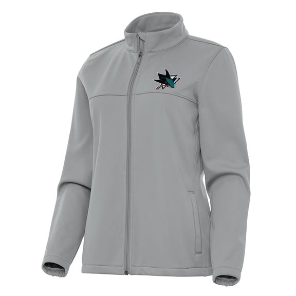 Women's Antigua Gray San Jose Sharks Links 2 Full-Zip Golf Jacket