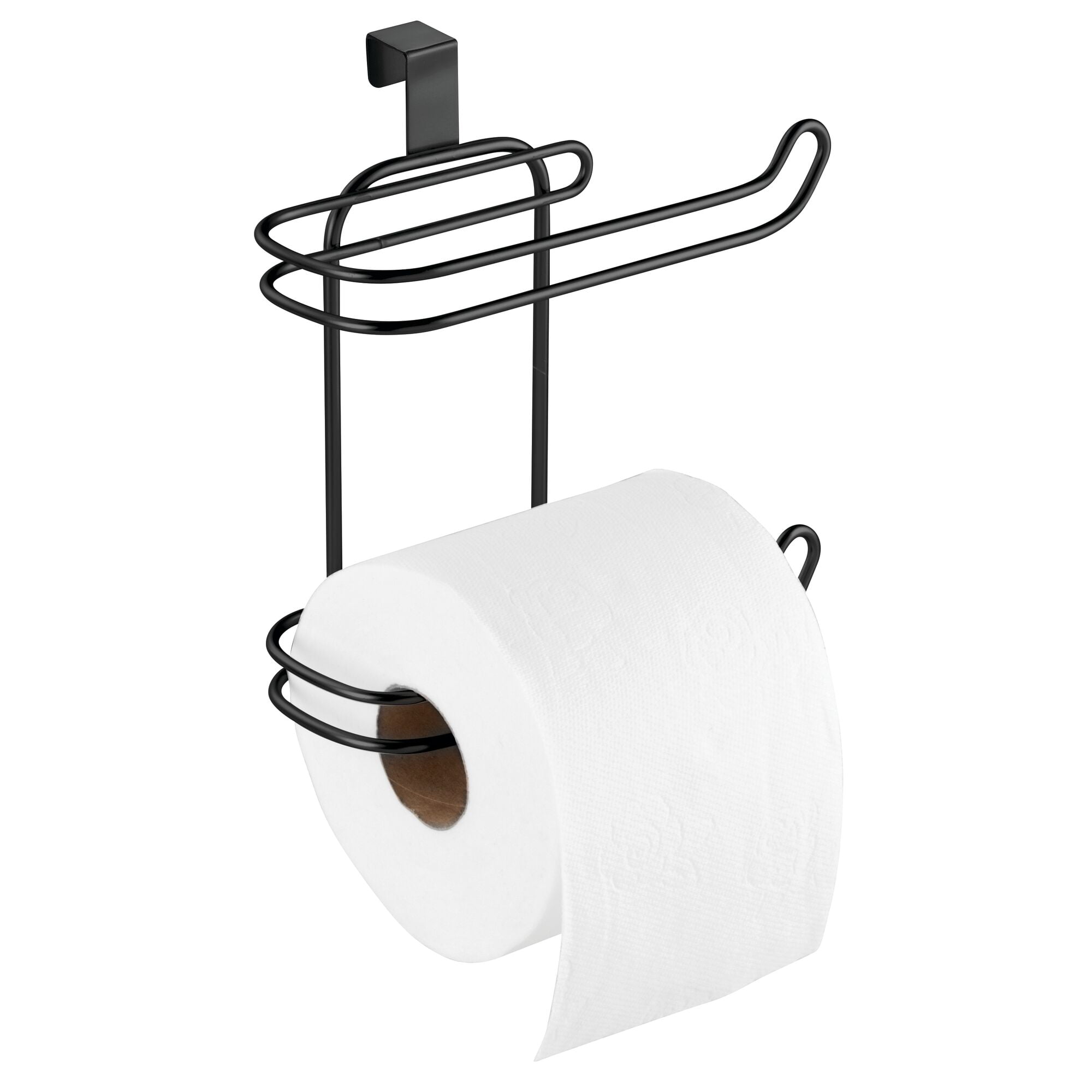 Holds Jumbo-Sized Rolls Durable Metal Wire in Bronze Stores Three Extra Rolls mDesign Modern Over the Tank Hanging Toilet Tissue Paper Roll Holder and Reserve for Bathroom Storage 