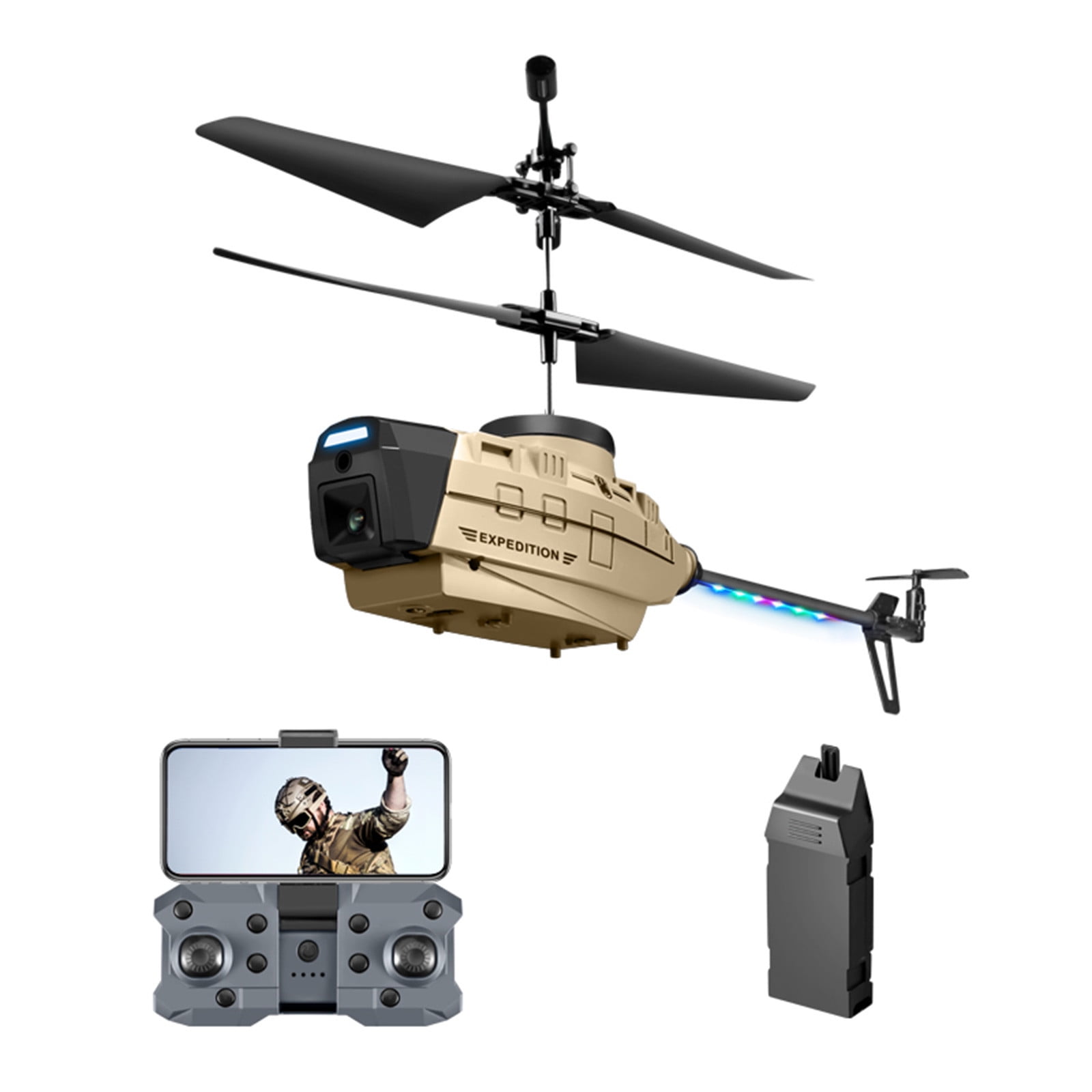 YUNAFFT 4K Dual-Camera Reconnaissance Aircraft Dual Batteries RC Helicopter Obstacle Avoidance Altitude Setting RC Plane with LED Light Electric Gift for Young Flight Enthusiasts