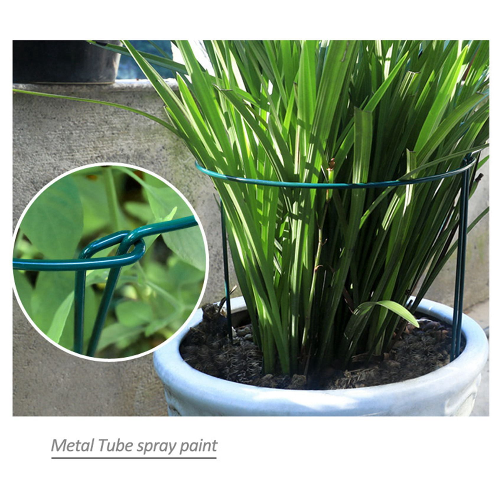 12 Pcs Plant Support Stakes Ring Cage Metal Garden Plant Stake Green Half Round Plant Support Ring Plant Supports