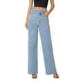 thumbnail image 3 of CAIXIA Womens Rhinestone Jeans Baggy Y2K High Waisted Straight Wide Leg Sparkly Bling Glitter Denim Pants, 3 of 6